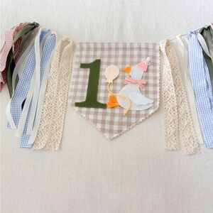 One Silly Goose high chair banner First Birthday